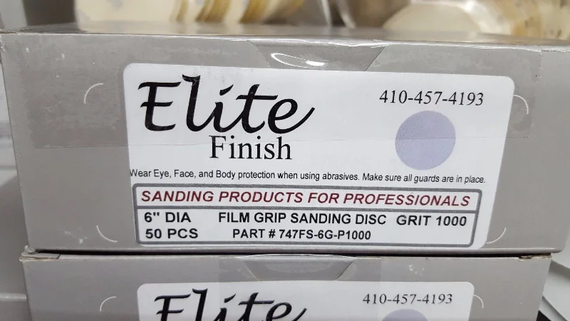 Sandpaper for Prepping Surfaces for Staining Wood-Elite Finish Hookit™ Clear Coat Sanding Disc 6 inch, p1000 grit, boxs of 50 Disc