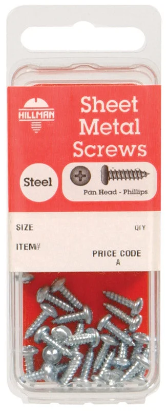 Screws for Tightening and Fastening-Hillman No. 6 x 3/8 in. L Phillips Pan Head Zinc-Plated Steel Sheet Metal Screws 25 pk (Pack of 10)