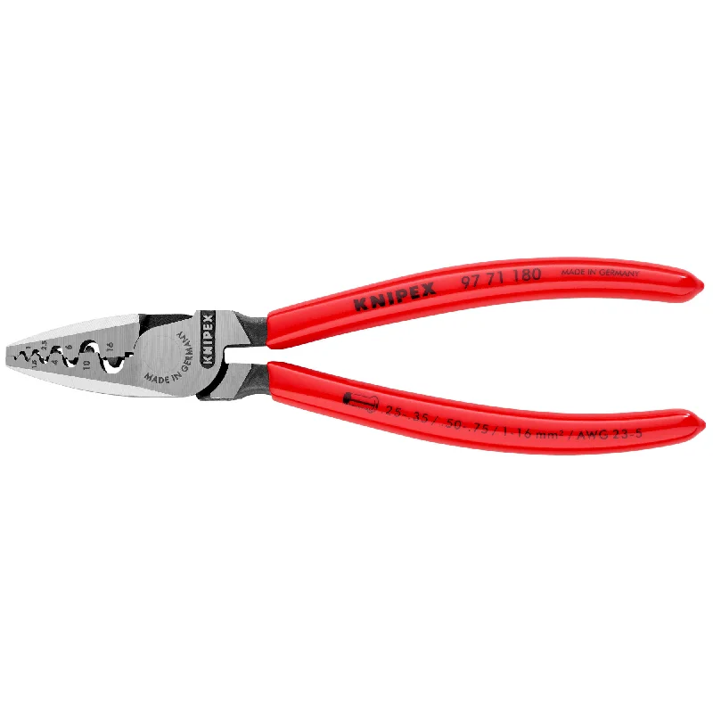 Adjustable Jaw Pliers for Varied Applications-Knipex 97 71 180 7 1/4" Crimping Pliers for Wire Ferrules