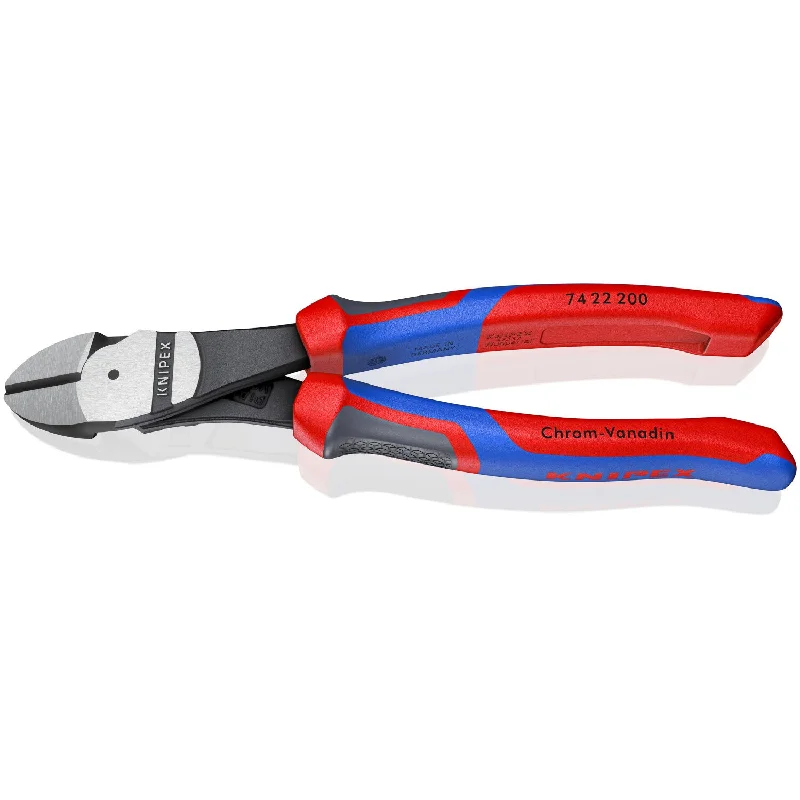 Pliers for Automotive Repairs-Knipex 74 22 200 KnipeXtend 8" High Leverage 12° Angled Diagonal Cutters