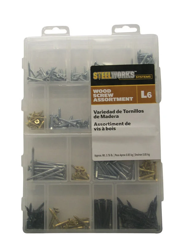 Heavy Duty Screws for Construction-HILLMAN L6 Assorted X Assortment in. L Phillips Zinc-Plated Coarse Wood Screw Assortment 360 pk