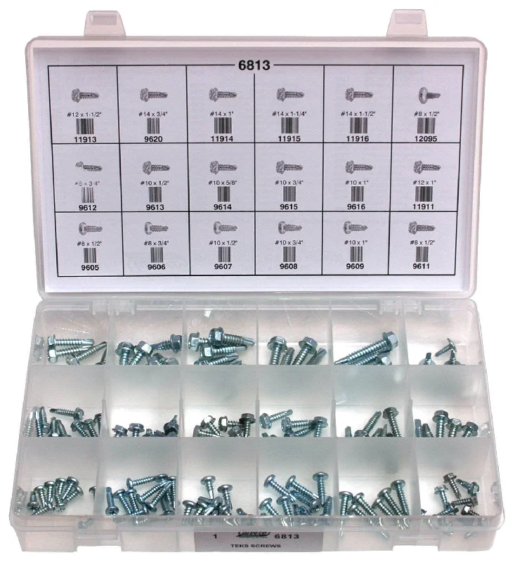 Screws with Flanged Heads for Extra Grip-Auveco # 6813 Teks Screw Quik-Select Kit. Assortment. Qty 1.