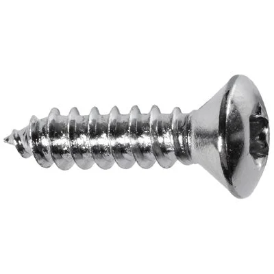 Screws with Large Heads for Visibility-Auveco # 23706 Torx Oval Head Tapping Screw #10 X 3/4" - Chrome. Qty 50.