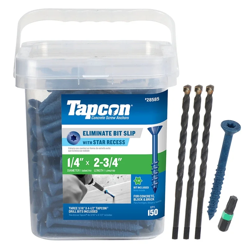 Screws for Use with Power Tools-Tapcon 1/4 in. in. X 2-3/4 in. L Star Flat Head High/Low Concrete Screws