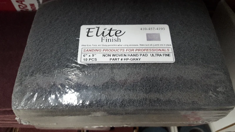 Sandpaper for Lightly Smoothing Glossy Finishes-Elite Finish Scuff Pad Gray ultra Fine 6" x 9 "10 pack