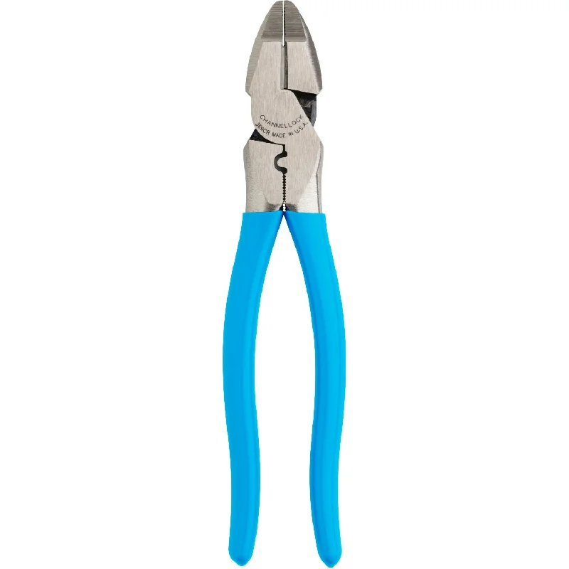 Pliers for Garden and Outdoor Use-Channellock 369CR 9.5-inch XLT Round Nose Linemen Pliers w/ Crimper