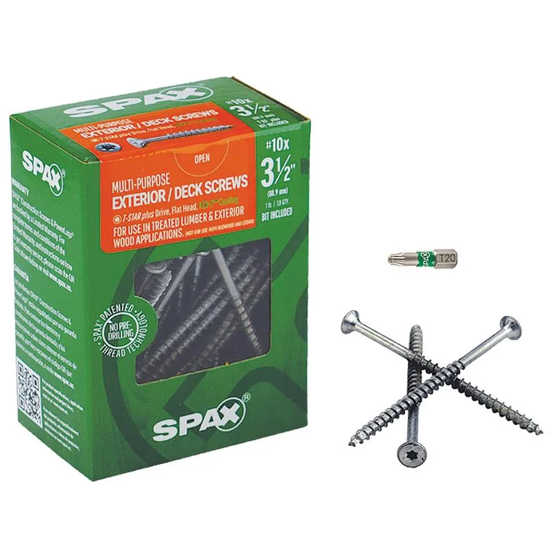 Screws for DIY Carpentry Projects-Spax 3-1/2 in. L Flat Head Multi-Purpose Screws 1 lb 59 pk