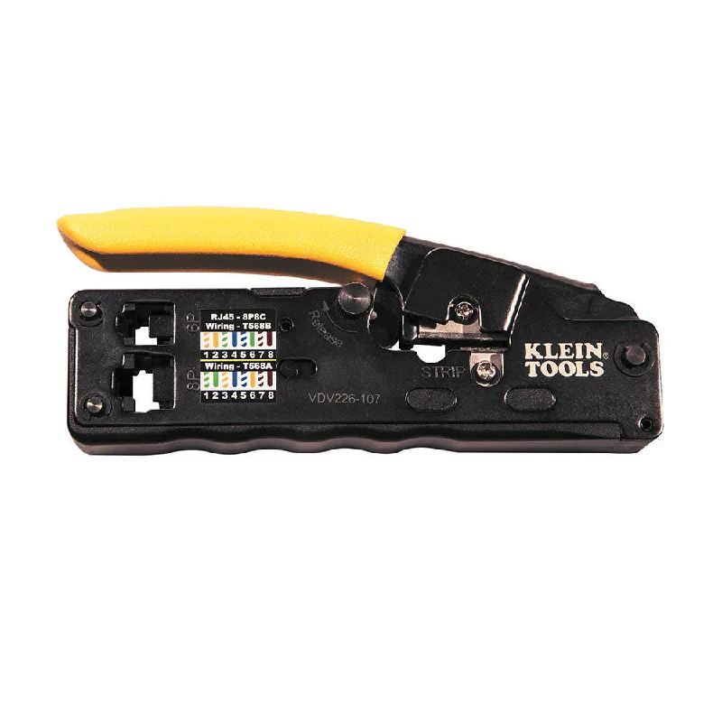 Pliers for Cutting Through Thick Cables-Klein Tools VDV226-107 Compact Ratcheting Modular Crimper