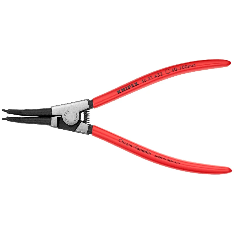 Pliers for Soldering and Electronics Work-Knipex 46 31 A32 8 1/4" External 45° Angled Snap Ring Pliers-Forged Tips