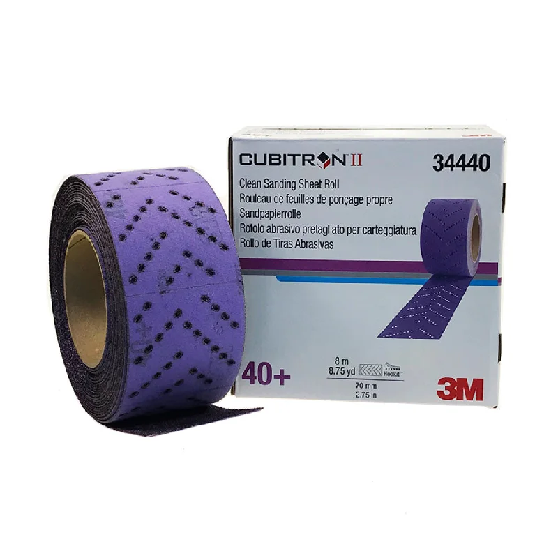 Sandpaper for Refinishing Cabinets and Doors-3M 34440 Cubitron II Clean Sanding Sheet Roll 40 Grit 70mm x 12m Hookit