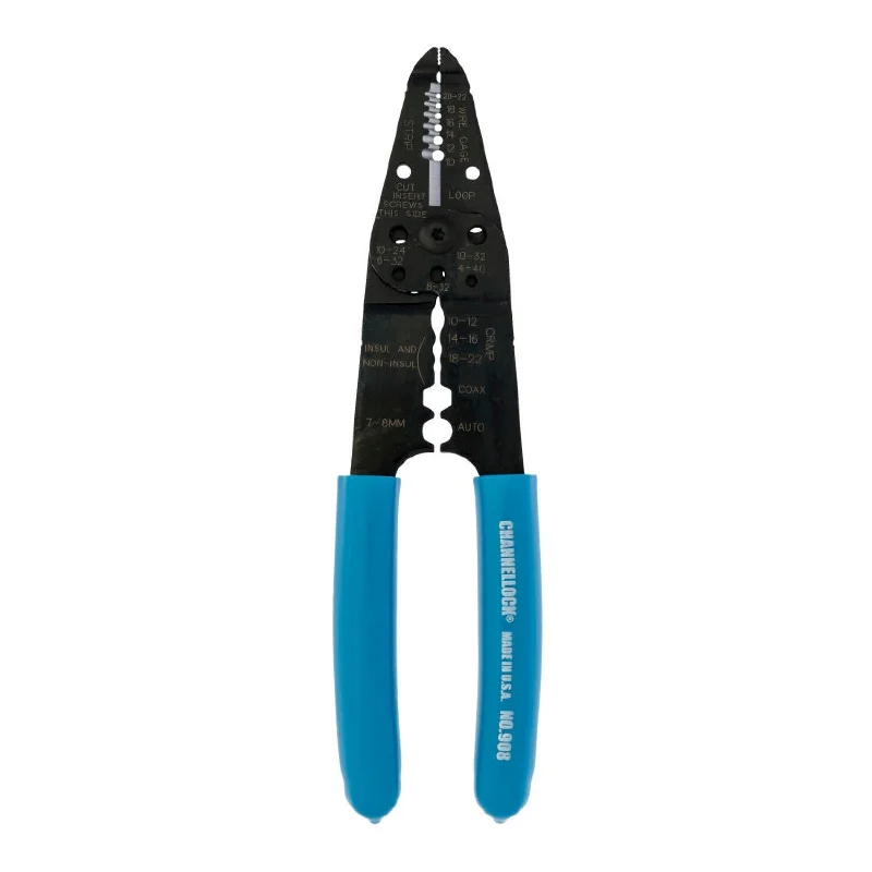 Pliers for Crimping Electrical Wires-Channellock 908 8.25 Inch Wire Strippers