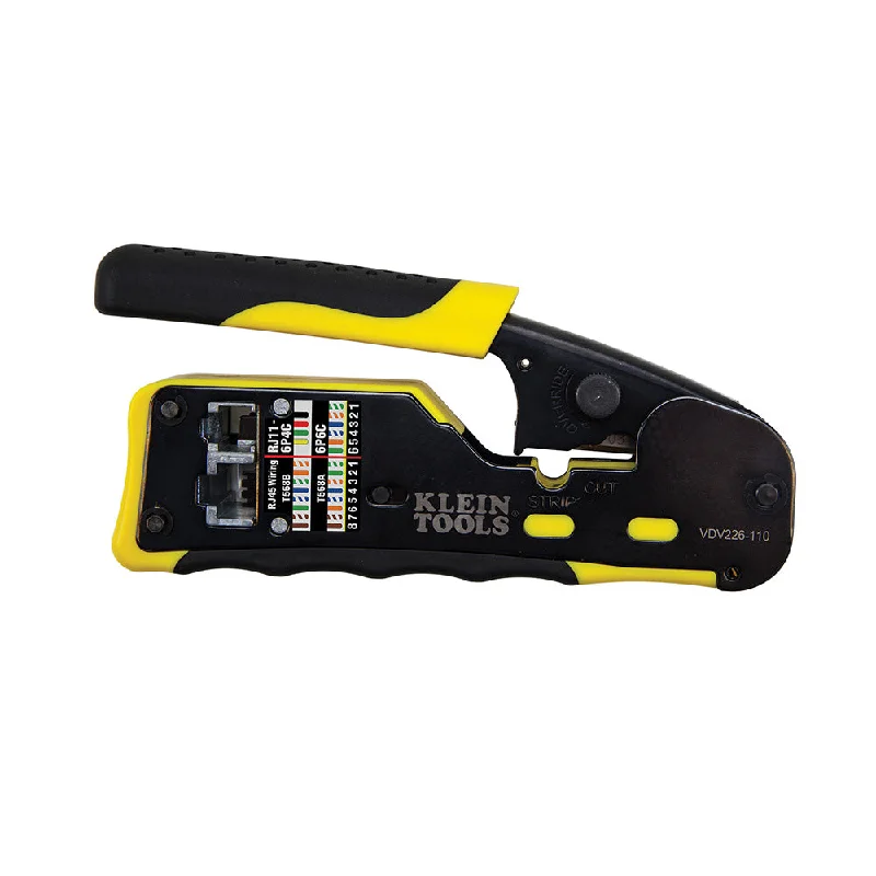 Pliers for Cutting and Gripping Small Parts-Klein Tools VDV226-110 Ratcheting Pass-Thru Modular Crimper