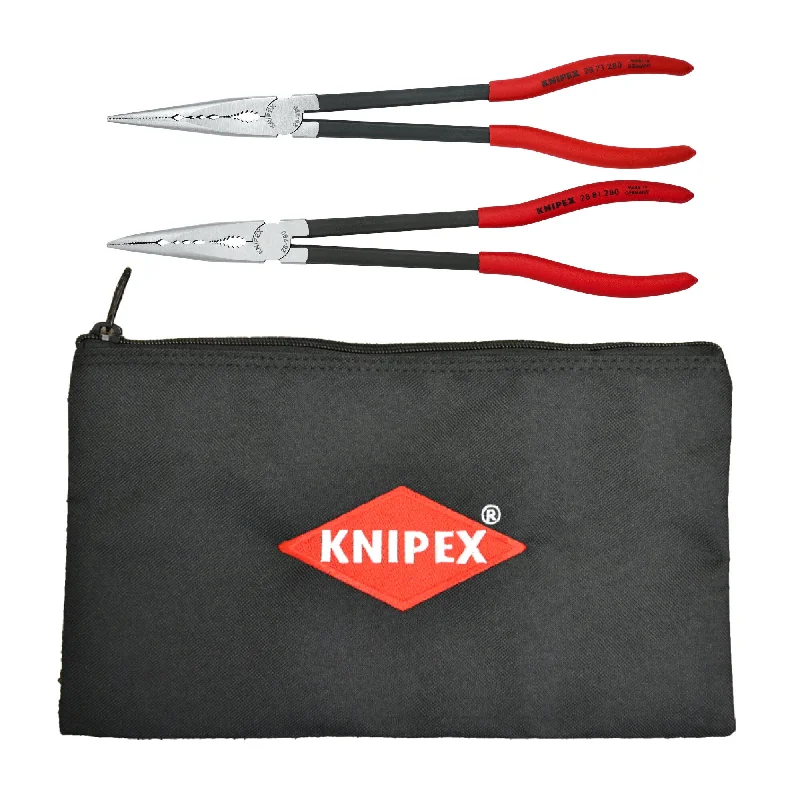 Pliers with Comfortable Grip-Knipex 9K 00 80 128 US 2 Pc XL Long Needle Nose Pliers Set with Keeper Pouch