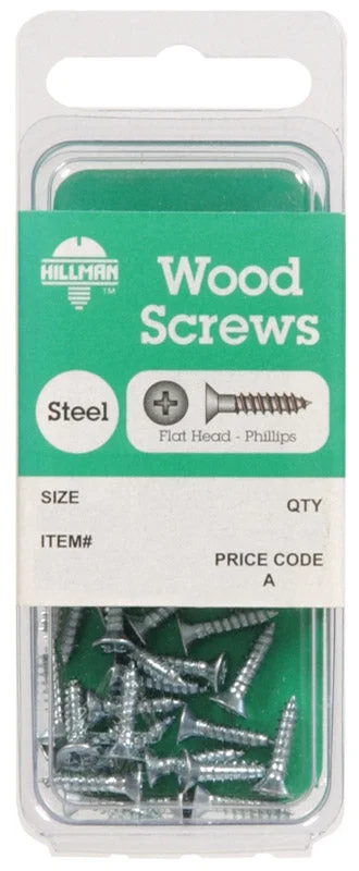 Screws with Cross-Head for Power Drills-Hillman No. 6 x 1-1/2 in. L Phillips Zinc-Plated Wood Screws 12 pk (Pack of 10)