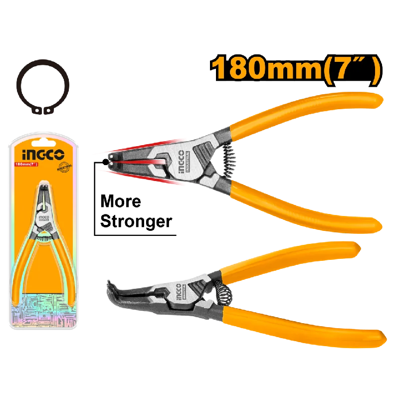 Multi-Purpose Pliers for DIY and Repairs-Ingco Bent Head And External Circlip Plier 180mm