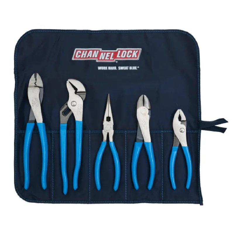 Best Pliers for Electrical Work-Channellock TOOL ROLL-1 5PC Technicians Pliers Set with Tool Roll