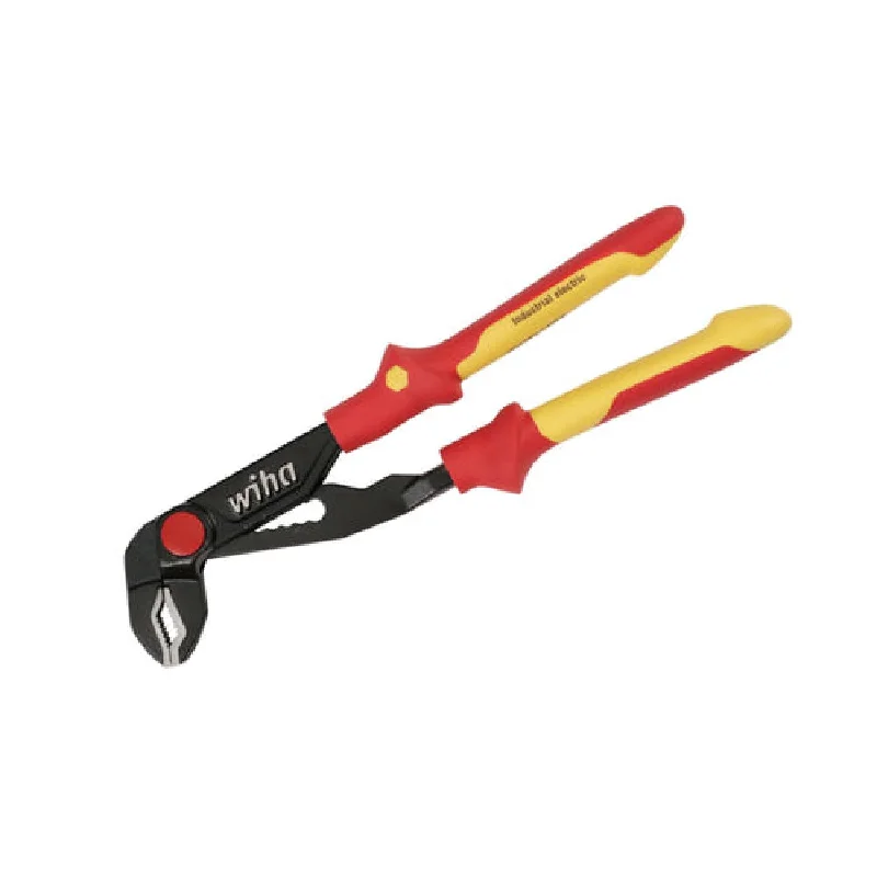 Durable Pliers for Industrial Repairs-Wiha Tools 32956 Insulated Push Button V-Jaw Tongue and Groove Pliers 10 Inch