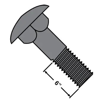 Stainless Steel Bolts for Outdoor Use-JFAST 75256CG - 3/4-10X16  Carriage Bolt Galvanized Partially Threaded Under Sized Body, Case Quantity: 
15