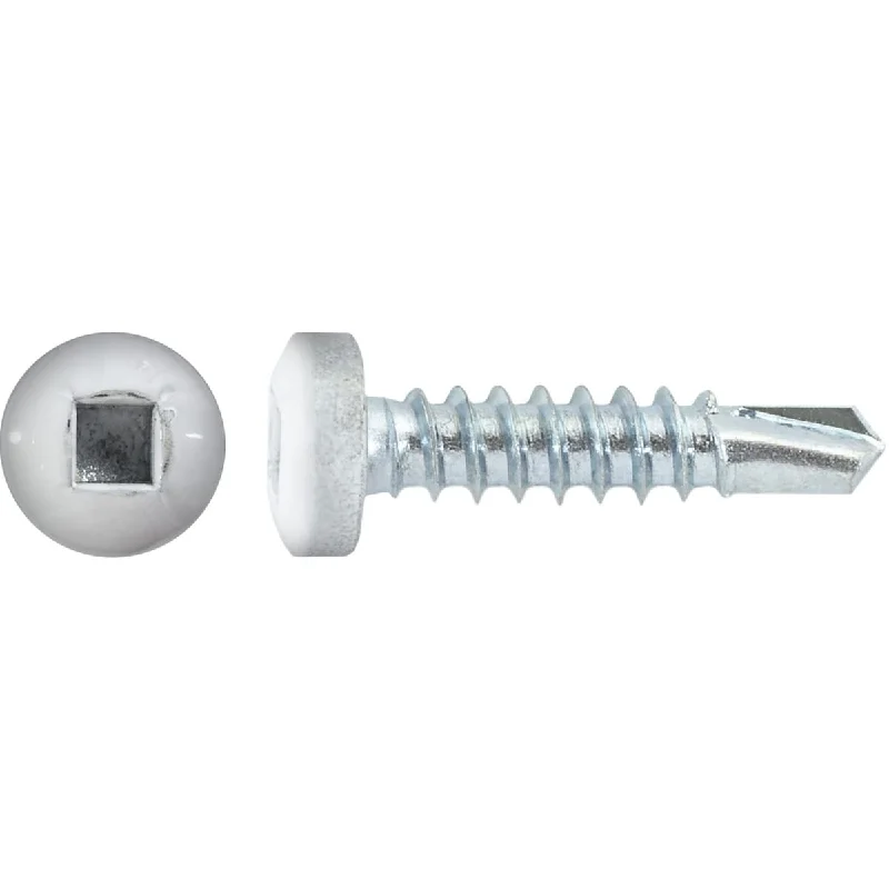 Screws for Fastening Wood to Metal-Auveco # 22674B #8 X 3/4" Square Pan Self-Drilling Tek Zinc White Painted Head. RV Screws. Qty Bulk.