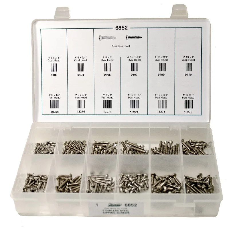 Wood Screws for Easy Threading-Auveco # 6852 Stainless Steel Tapping Screw Quik-Select Kit. Assortment. Qty 1.