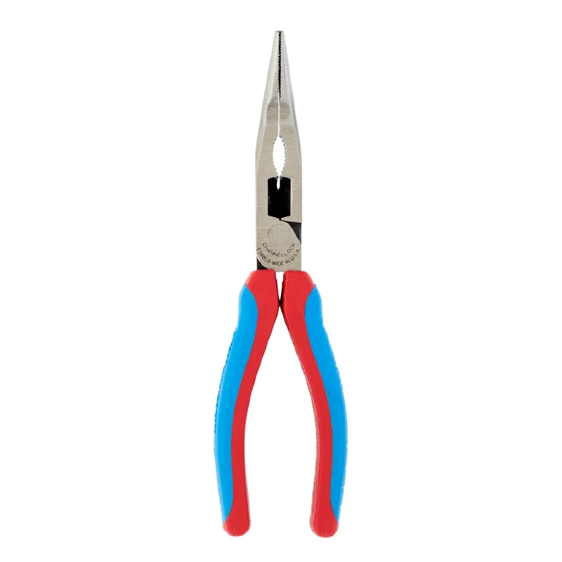 Pliers for Fastening and Loosening Nuts-Channellock 388CB 8-inch Code Blue XLT Combination Bent Long Nose Pliers with Cutter