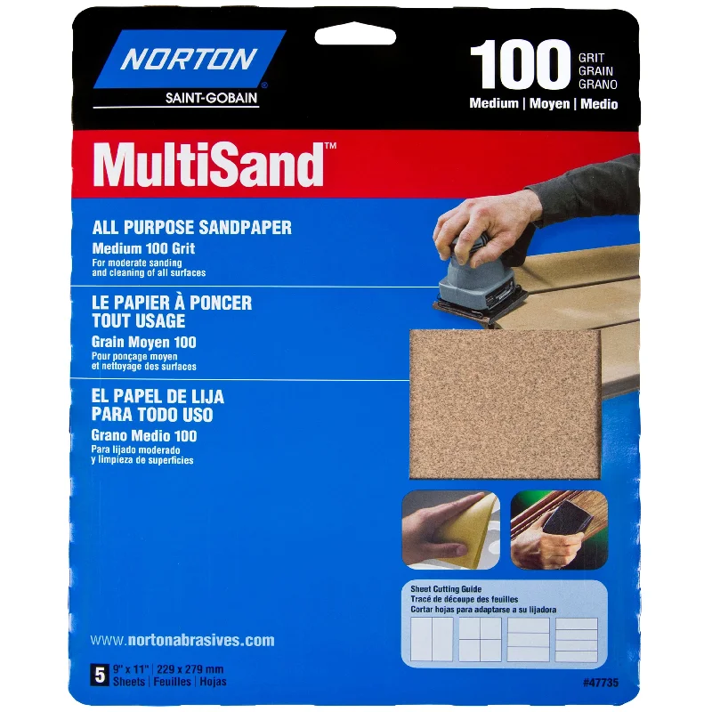 Sandpaper for Removing Old Paint from Furniture-All Purpose Sandpaper - 9" x 11" - 5 Pack