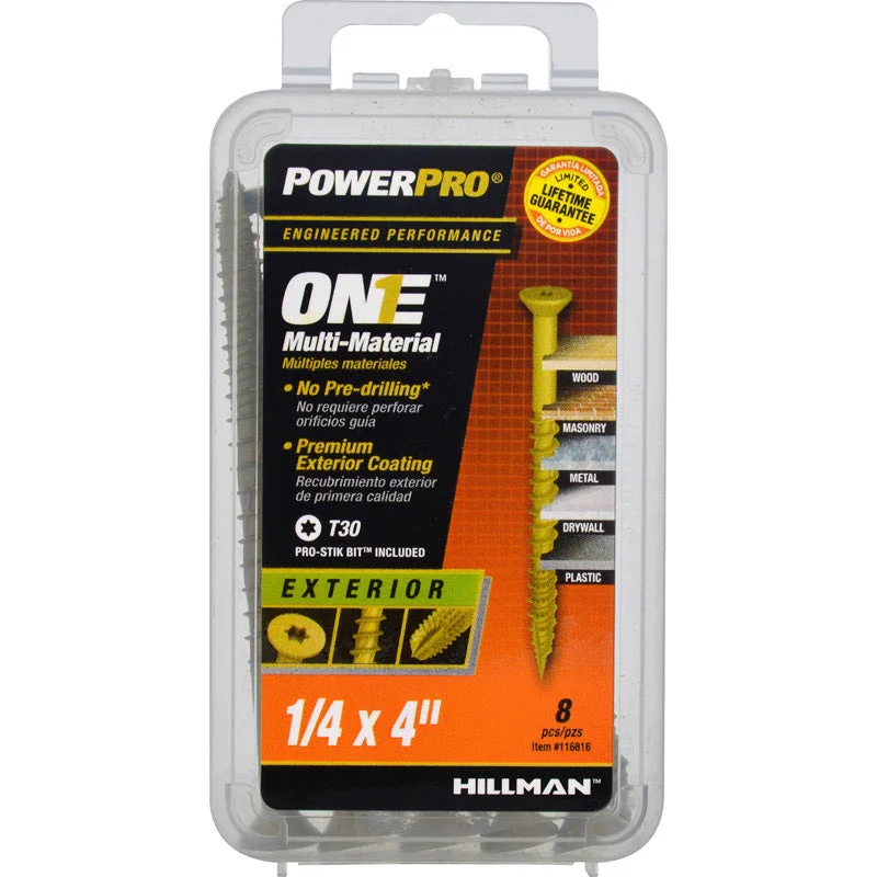 Screws for Floorboard Installation-Hillman POWERPRO ONE 1/4 in.  S X 4 in. L Star Flat Head Multi-Material Screw (Pack of 5)