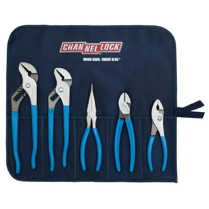 Pliers for DIY Electrical and Mechanical Projects-Channellock TOOL ROLL-3 5PC Professional Pliers Set with Tool Roll