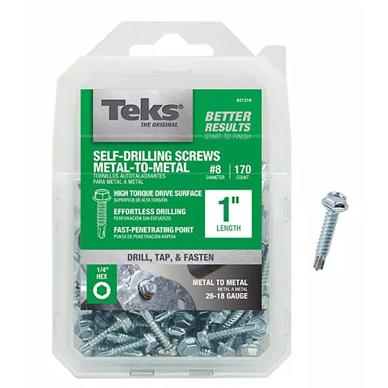 Screws for Concrete and Brick Walls-Teks No. 8 X 1 in. L Hex Drive Hex Head High/Low Self-Tapping Screws