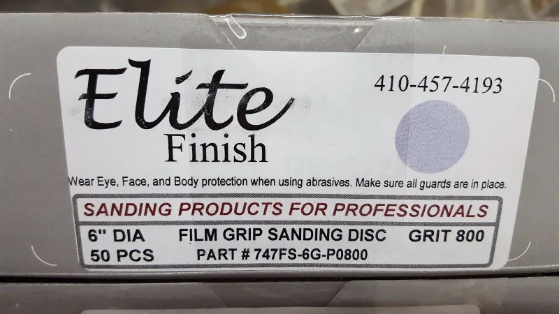 Sandpaper for Refinishing Wooden Stairs-Elite Finish Hookit™ Clear Coat Sanding Disc 6 inch, 800 grit, boxs of 50 Disc