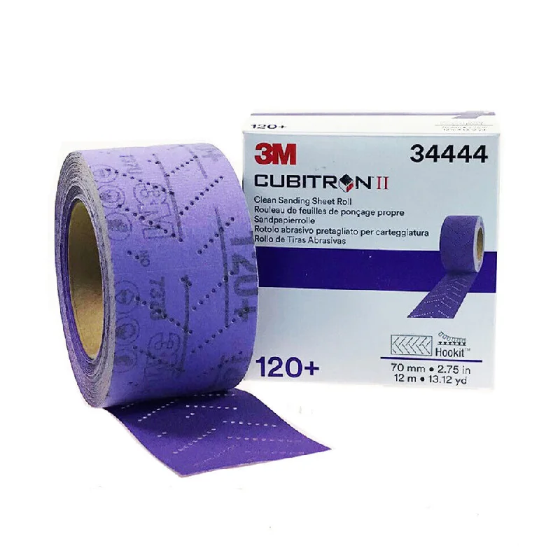 Sandpaper for Polishing Metal Surfaces-3M 34444 Cubitron II Clean Sanding Sheet Roll 120 Grit 70mm x 12m Hookit