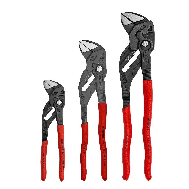 Durable Pliers for Industrial Repairs-Knipex 00 20 06 US3 3 Pc Black Pliers Wrench Set