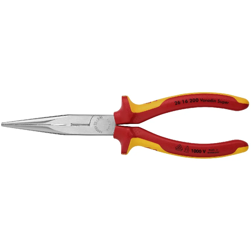 Combination Pliers for Multiple Uses-Knipex 26 16 200 8" Long Nose Pliers with Cutter-1000V Insulated