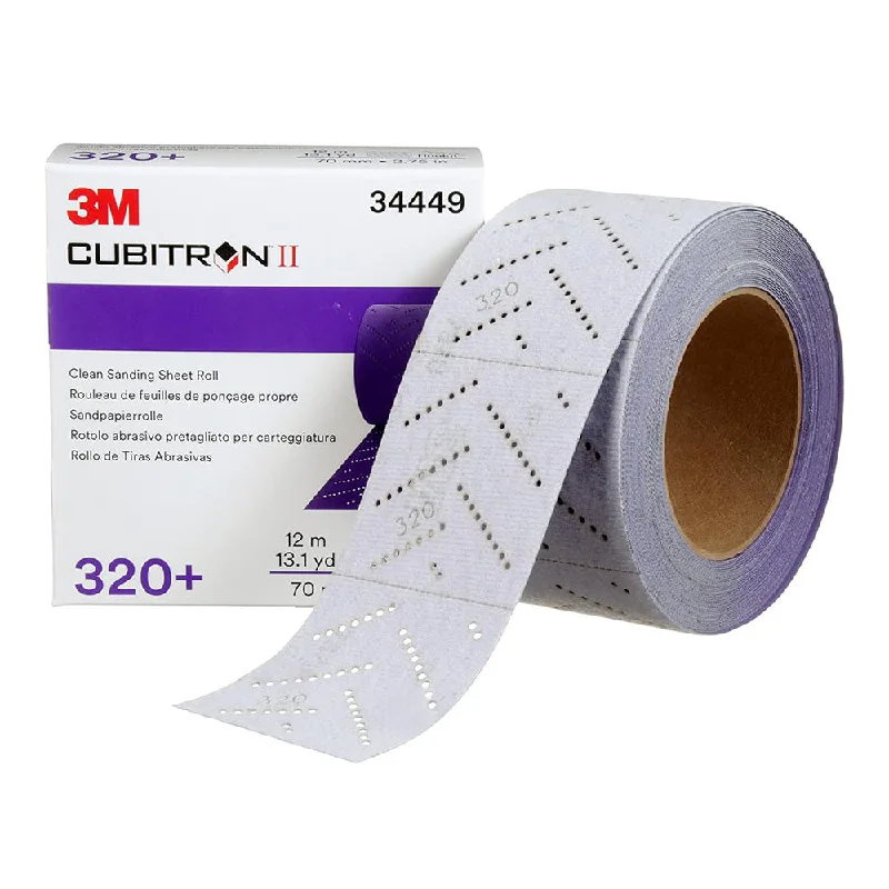 Wet Sandpaper for Wet-Sanding Projects-3M 34450 Cubitron II Hookit Purple Clean Sanding Sheet Roll 400 Grit 70mm x 12m