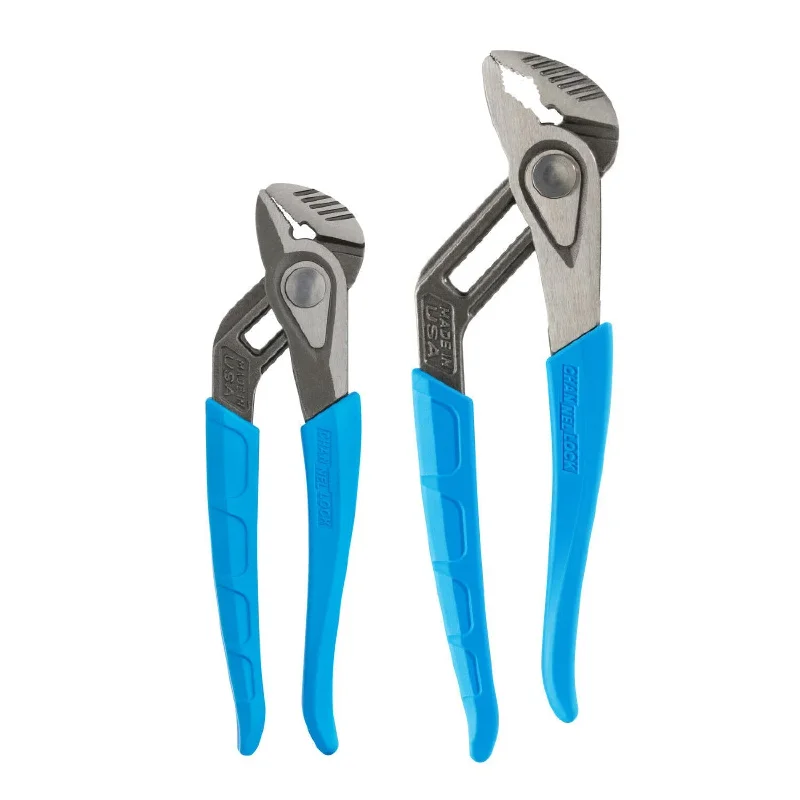 Pliers for Use in Tight Spaces-Channellock VJ-1X 2PC V-Jaw Tongue & Groove Pliers Set