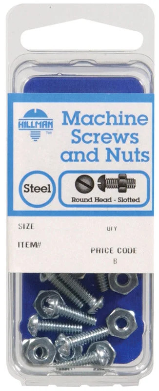 Screws with Flanged Heads for Extra Grip-Hillman No. 6-32 x 1 in. L Slotted Round Head Zinc-Plated Steel Machine Screws 10 pk (Pack of 10)