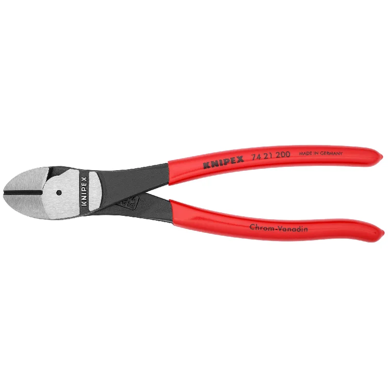 Pliers for Crimping Connectors-Knipex 74 21 200 8" High Leverage 12° Angled Diagonal Cutters