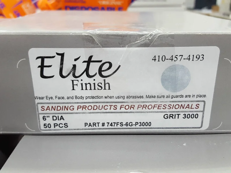 Sandpaper for Professional Woodworking Projects-Elite Finish Hookit™ Clear Coat Sanding Disc 6 inch, p3000 grit, boxs of 50 Disc