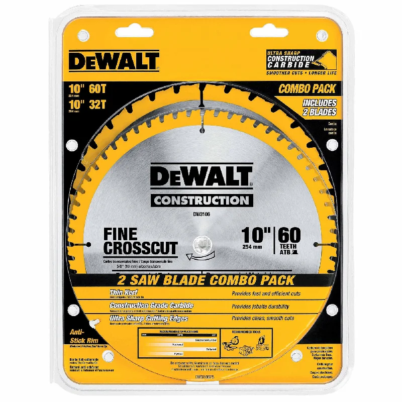 Circular Saw Blades for Heavy Materials-DeWalt DW3106P5 Construction 10" Combo Pack (DW3106 & DW3103)