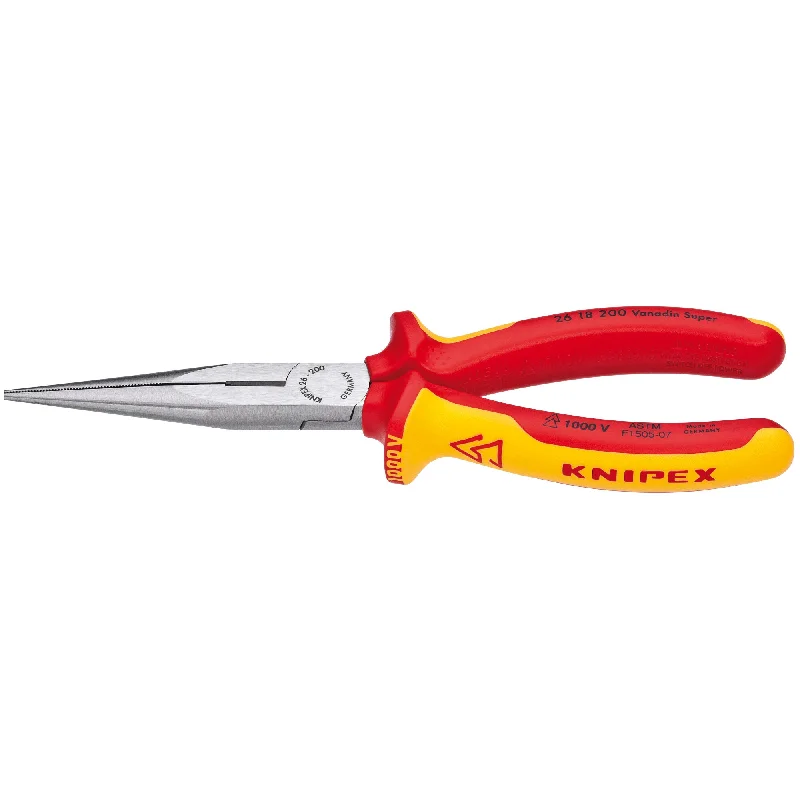 Pliers for DIY Electrical and Mechanical Projects-Knipex 26 18 200 US 8" Long Nose Pliers with Cutter-1000V Insulated