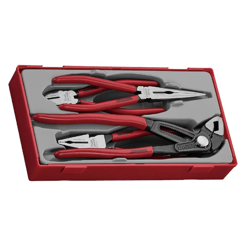 Best Pliers for Home Repairs-Teng Tools 4 Piece Plier Tool Tray (Side Cutters, Linesman, Long Nose, Quick Set Slip Joint) - TT440Q