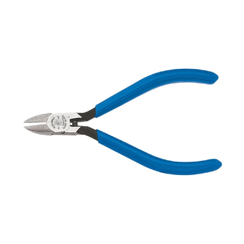 High-Torque Pliers for Heavy Duty Work-Klein Tools D257-4C Diagonal Cutting Electronics Pliers, Tapered Nose, Spring, 4 in