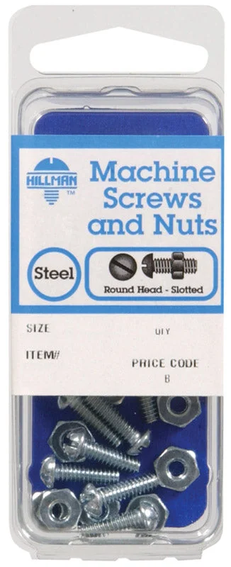 High-Quality Screws for DIY Projects-Hillman No. 10-24 x 1-1/2 in. L Slotted Round Head Zinc-Plated Steel Machine Screws 8 pk (Pack of 10)