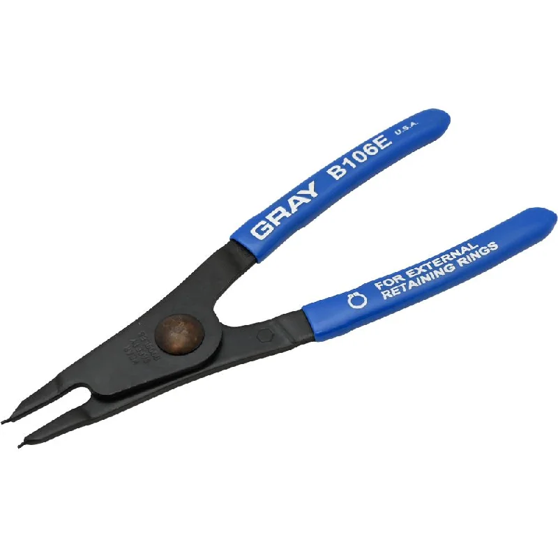 Spring-Action Pliers for Effortless Use-Fixed Tip Industrial Snap Ring Pliers (External Type) with Vinyl Grips