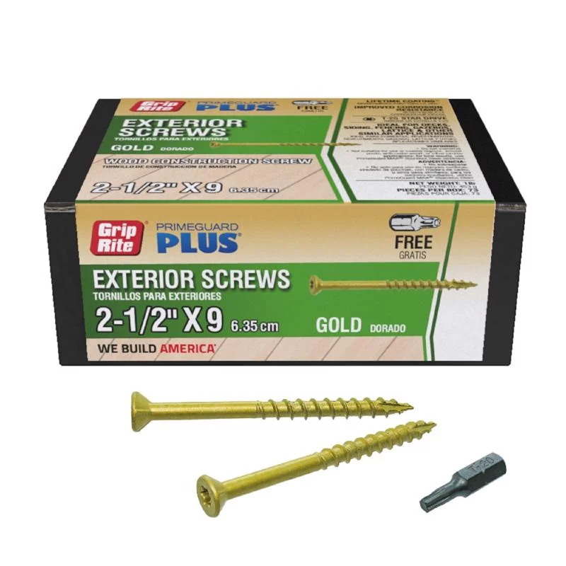 Screws for Cabinet Hardware Installation-Grip-Rite PrimeGuard Plus No. 9  S X 2-1/2 in. L Star Flat Head Deck Screws 1 lb (Pack of 12)