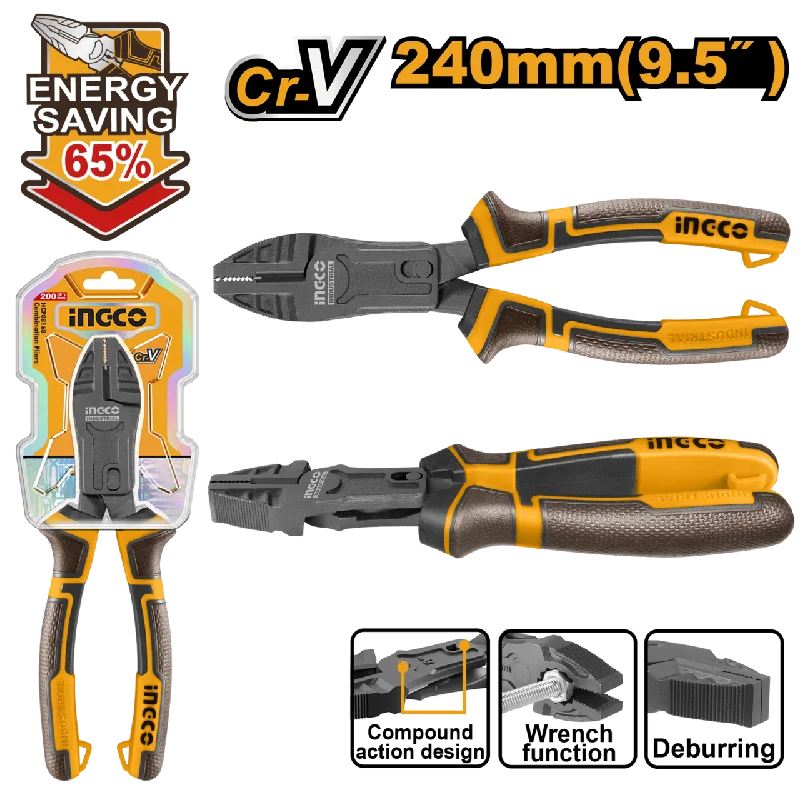 Pliers for Flattening and Pinching-Ingco Compound Combination Plier 240mm