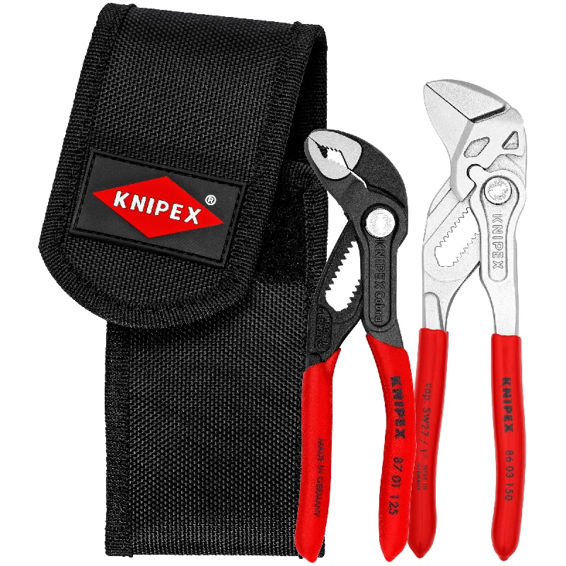 Pliers for DIY Electrical and Mechanical Projects-Knipex 00 20 72 V01 2 Pc Mini Pliers in Belt Pouch - Cobra® and Pliers Wrench