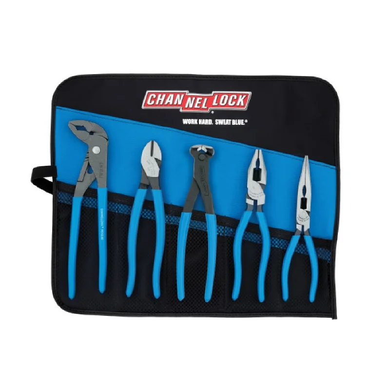 Heavy Duty Pliers for Mechanics-Channellock TOOL ROLL-5E 5PC E SERIES Pliers Set with Tool Roll