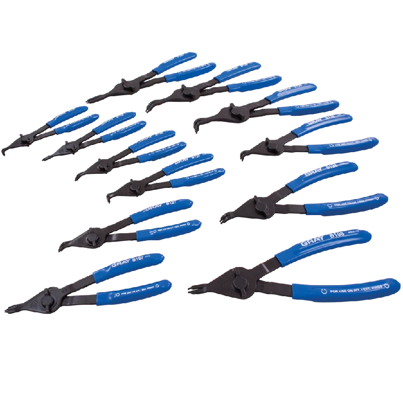 Compact Pliers for Easy Carrying-12 Piece Convertible Snap Ring Plier Set - Convertible Internal/External - Fixed Tip