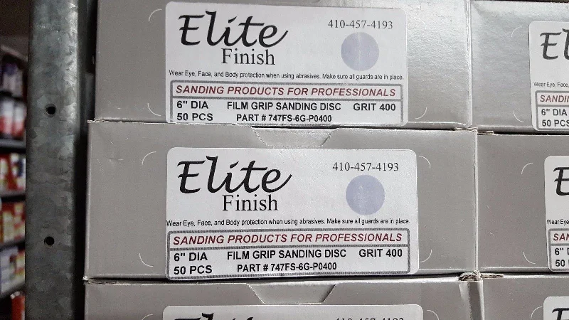 Sandpaper for Car Bodywork and Paint Prep-Elite Finish Hookit™ Clear Coat Sanding Disc 6 inch, 180 grit, boxs of 50 Disc